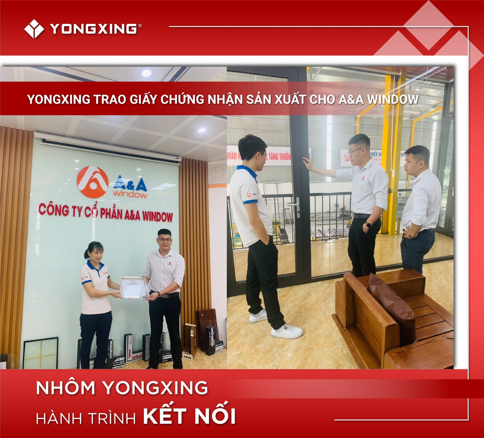 Nhôm Yongxing trao giấy chứng nhận sản xuất cho A&A Window