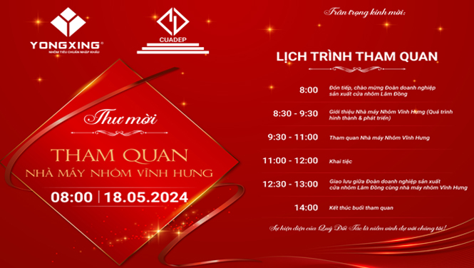 THƯ MỜI ĐOÀN ĐẠI BIỂU LÂM ĐỒNG THAM QUAN NHÀ MÁY NHÔM YONGXING