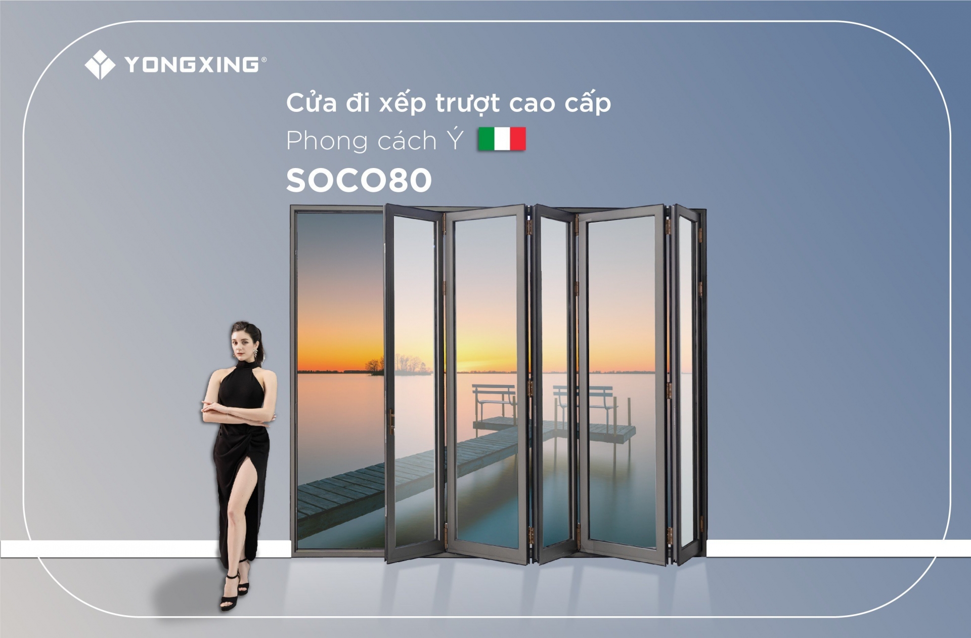 Cửa đi xếp trượt cao cấp Soco80